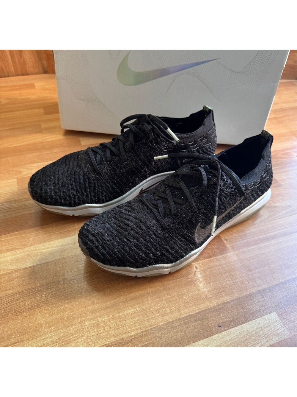 Nike air vapormax flying 2 black with rose gold stripe size 8.5 women's